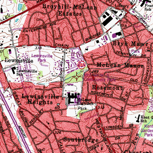 Topographic Map of McLean High School Community Park, VA