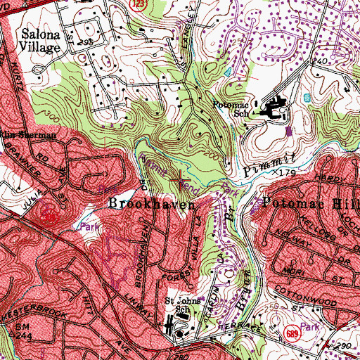 Topographic Map of Pimmit Bend Park, VA