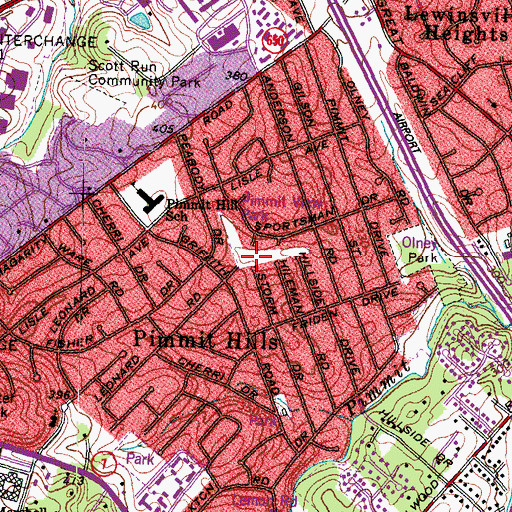 Topographic Map of Pimmit View Park, VA