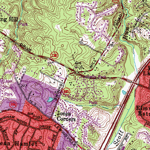 Topographic Map of Timberly Park, VA