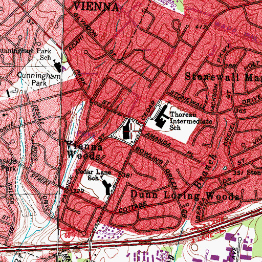 Topographic Map of Cedar Lane Shopping Center, VA