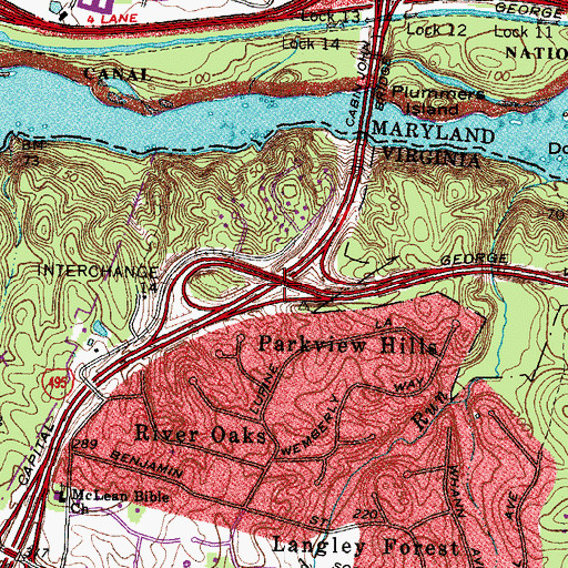 Topographic Map of Interchange 14, VA