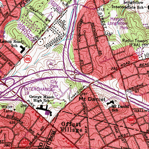 Topographic Map of Interchange 67, VA
