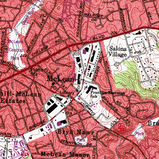 Topographic Map of Langley Shopping Center, VA