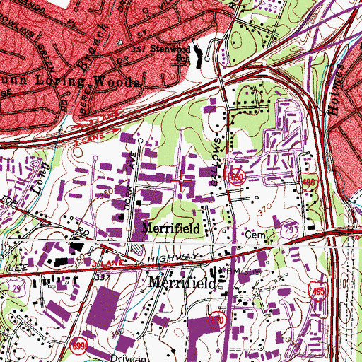 Topographic Map of Merrilee Industrial Park, VA