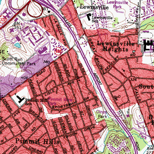 Topographic Map of Olney Park, VA