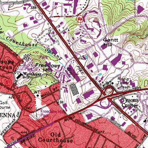 Topographic Map of Pike Seven Plaza Shopping Center, VA