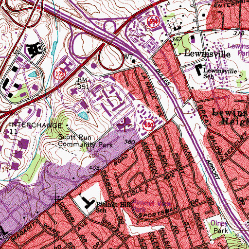 Topographic Map of The Commons Shopping Center, VA