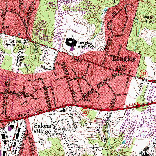 Topographic Map of Walter Heights, VA