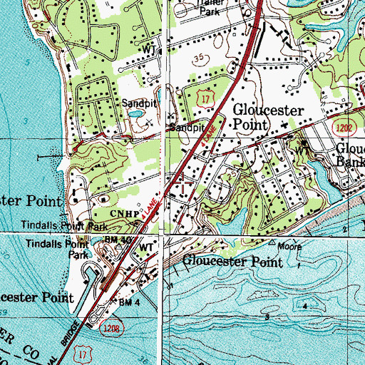 Topographic Map of Gloucester Point Shopping Center, VA