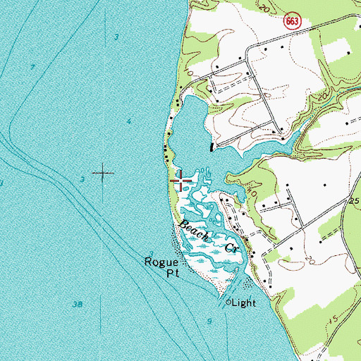 Topographic Map of Beach Creek Spit, VA