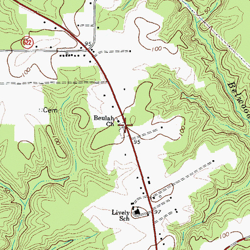 Topographic Map of Beulah Cemetery, VA