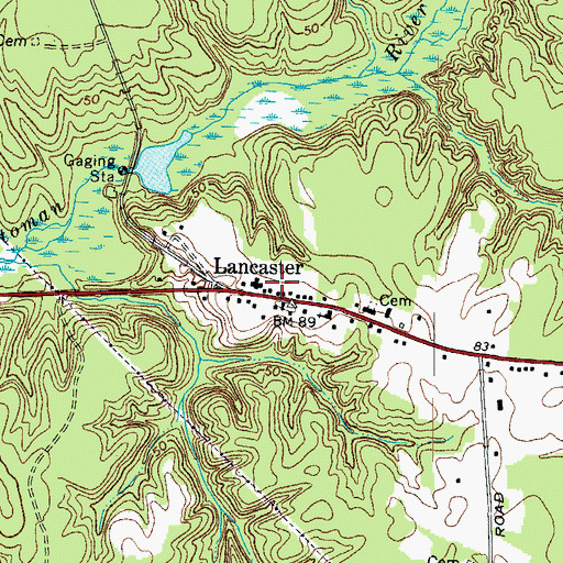 Topographic Map of Lancaster Court House Historic District, VA