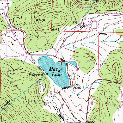 Topographic Map of Marys Lake, CO