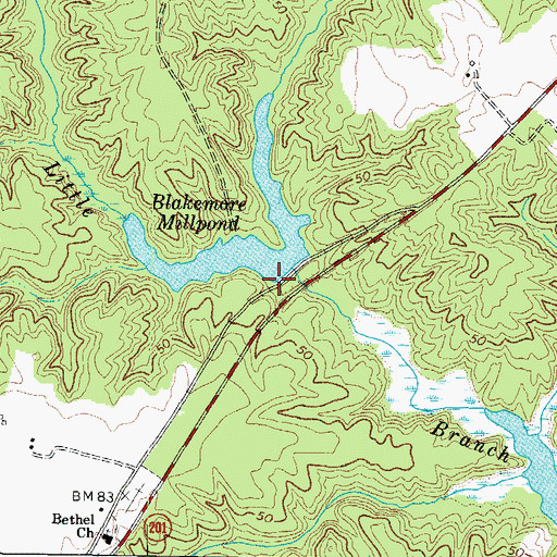 Topographic Map of Pollards Mill (historical), VA