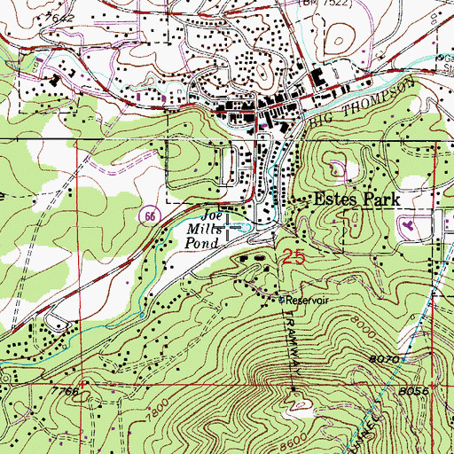 Topographic Map of Joe Mills Pond, CO