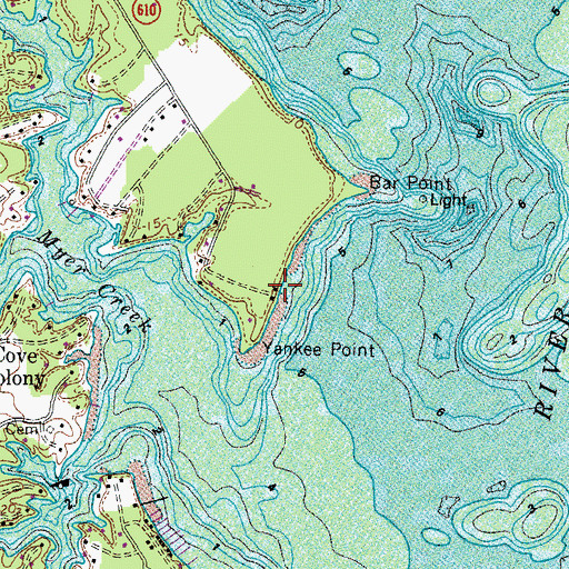 Topographic Map of Yankee Point Landing, VA
