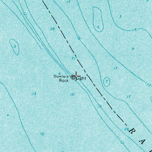 Topographic Map of Bowlers Rock Lighthouse, VA