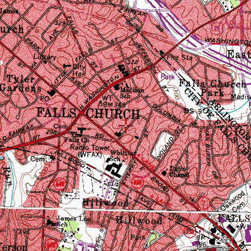 Topographic Map of Jefferson School (historical), VA