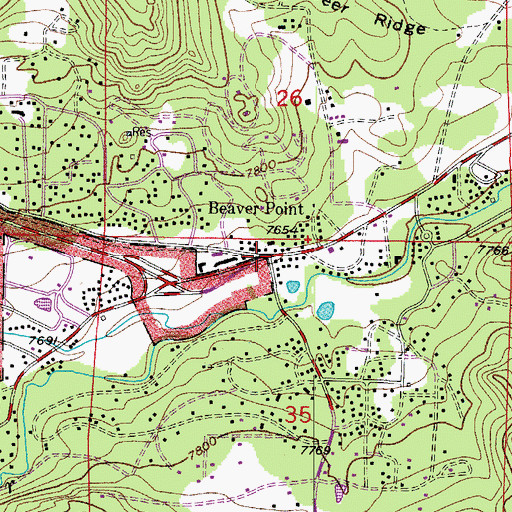 Topographic Map of Beaver Point, CO