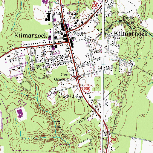 Topographic Map of Grace Cemetery, VA
