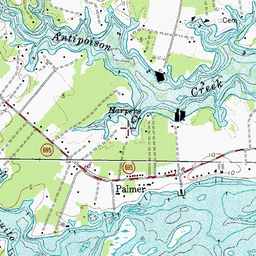 Topographic Map of Harper Cove, VA
