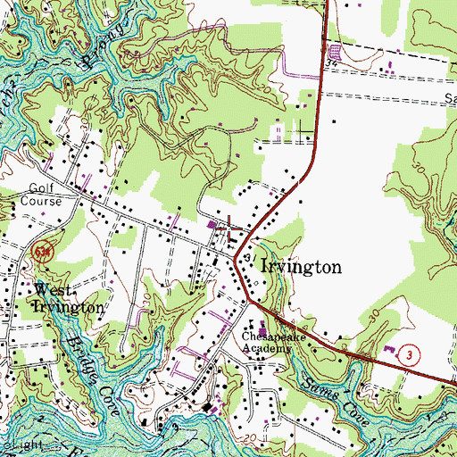 Topographic Map of Irvington Cemetery, VA