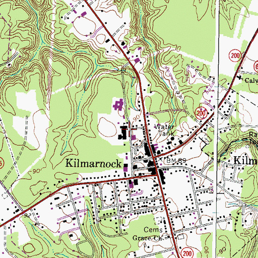 Topographic Map of Lancaster Middle School, VA