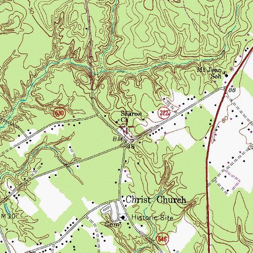 Topographic Map of Sharon Cemetery, VA