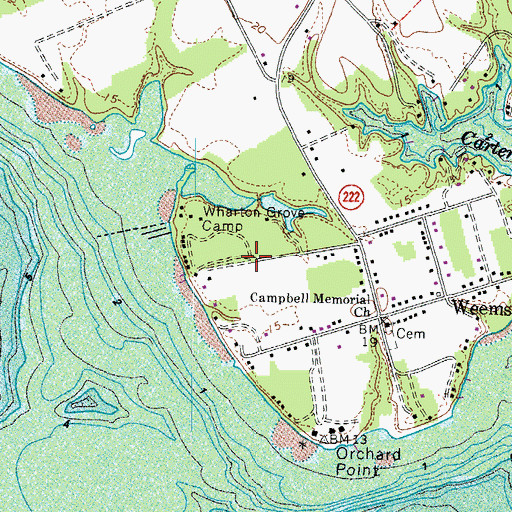 Topographic Map of Wharton Grove (historical), VA