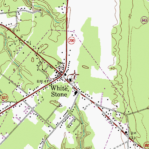 Topographic Map of White Stone Cemetery, VA