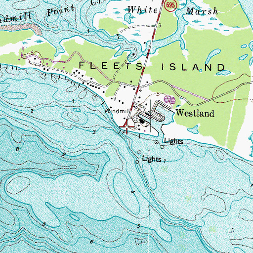 Topographic Map of Windmill Point Landing, VA