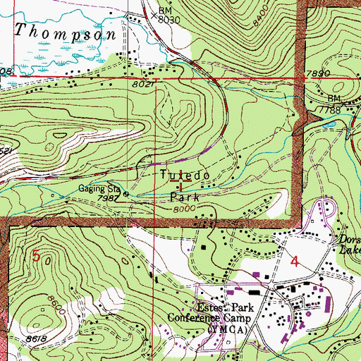 Topographic Map of Tuxedo Park, CO