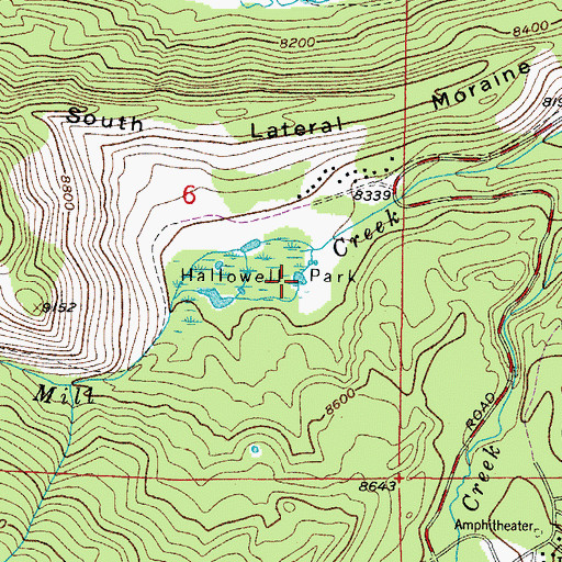 Topographic Map of Hollowell Park, CO