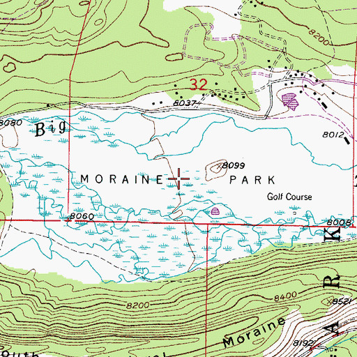 Topographic Map of Moraine Park, CO