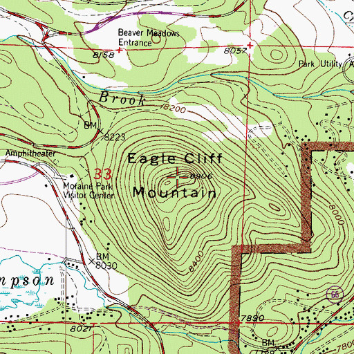 Topographic Map of Eagle Cliff Mountain, CO