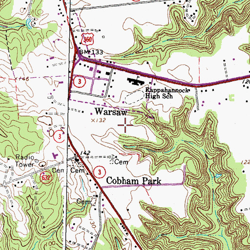 Topographic Map of Richmond County Elementary School, VA