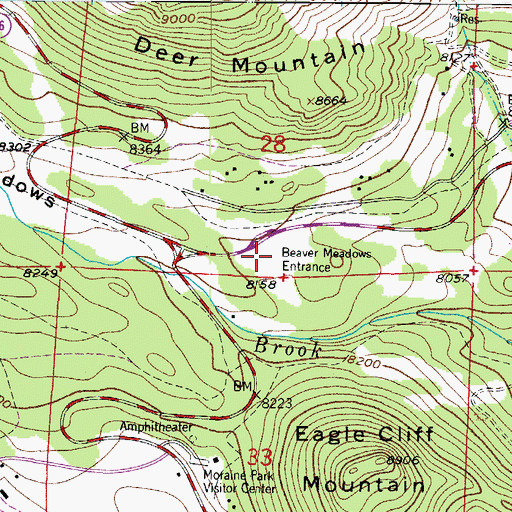 Topographic Map of Beaver Meadows Entrance, CO