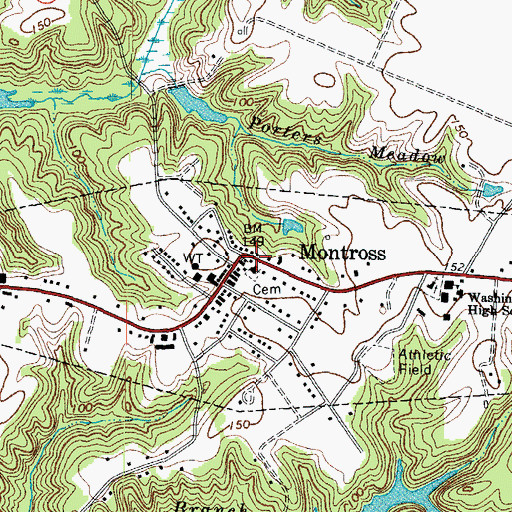 Topographic Map of Montross Branch Central Rappahannock Regional Library, VA