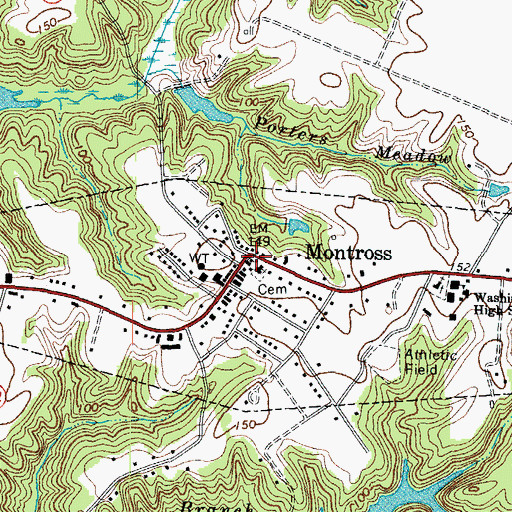 Topographic Map of Westmoreland County Courthouse, VA