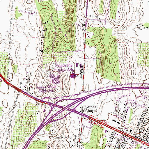 Topographic Map of Apple Pie Ridge Elementary School, VA