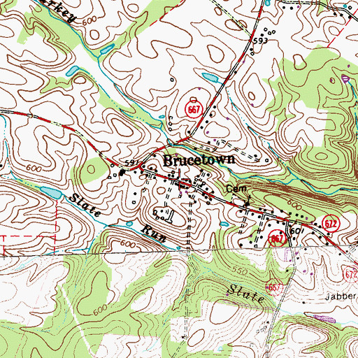 Topographic Map of Brucetown Post Office, VA