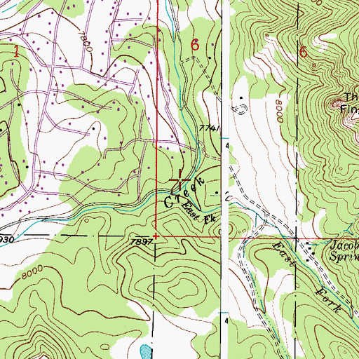 Topographic Map of East Fork Fish Creek, CO