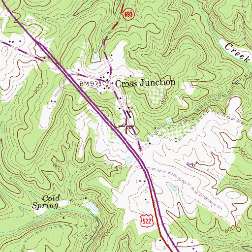 Topographic Map of Cross Junction Post Office, VA