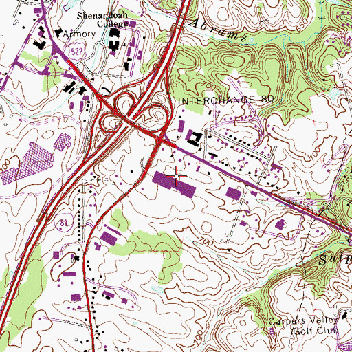 Topographic Map of Delco Plaza of Winchester Shopping Center, VA