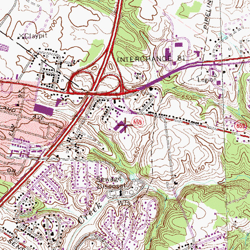 Topographic Map of Dowell J Howard Center, VA