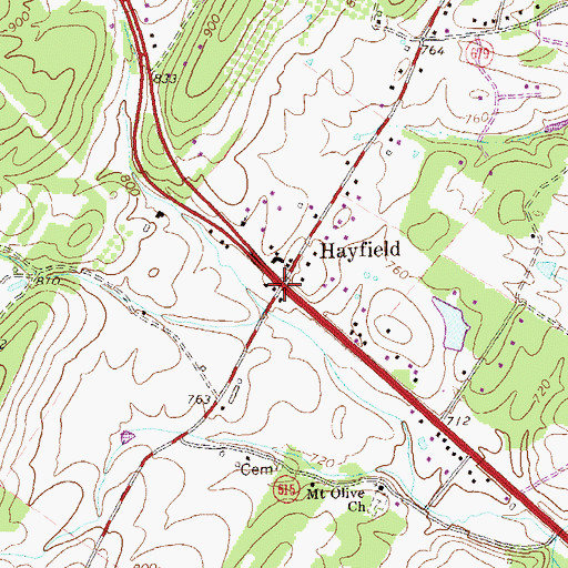 Topographic Map of Hayfield Post Office, VA