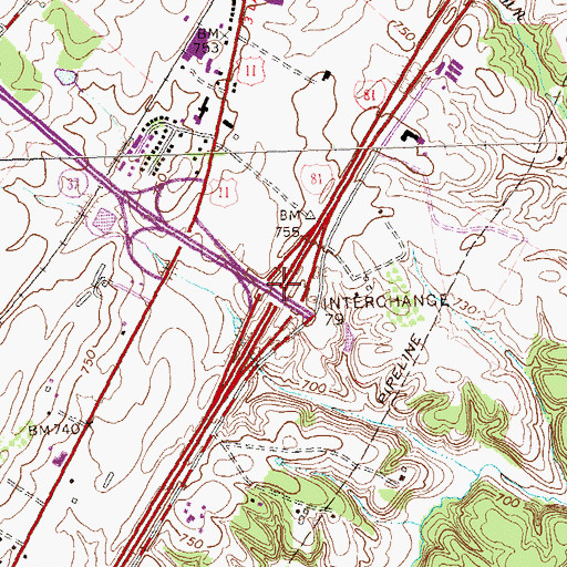 Topographic Map of Interchange 310, VA