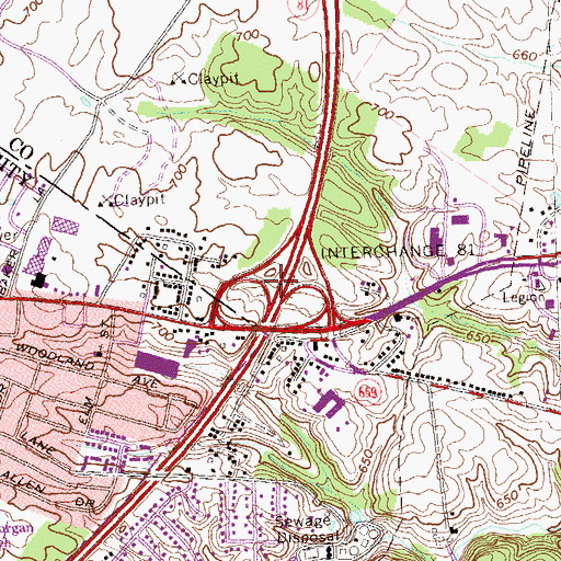 Topographic Map of Interchange 315, VA