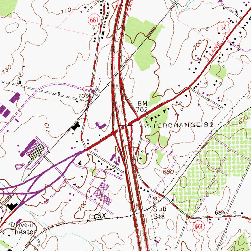 Topographic Map of Interchange 317, VA